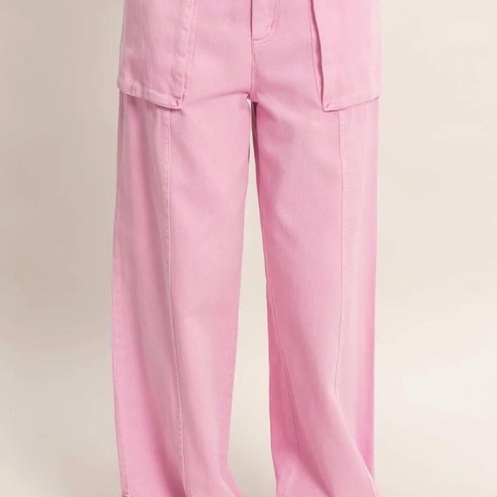 Double Zero Wide Leg Utility Denim Trousers Pink Size 4